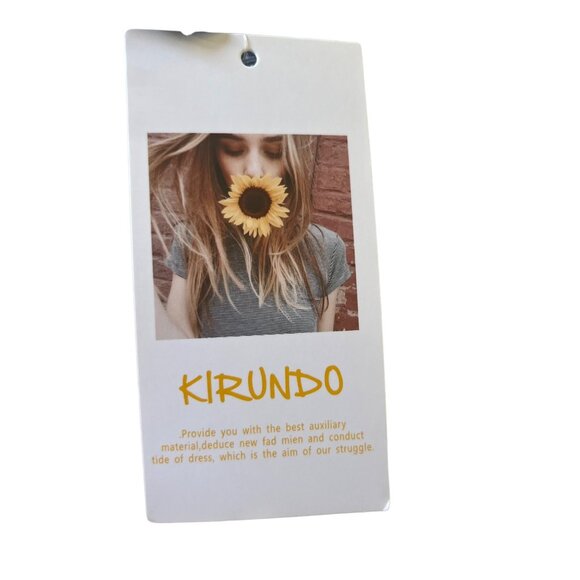 Kirundo Dress Medium Blue New Pom Texture Fit and Flair Short Sleeves - Picture 9 of 10